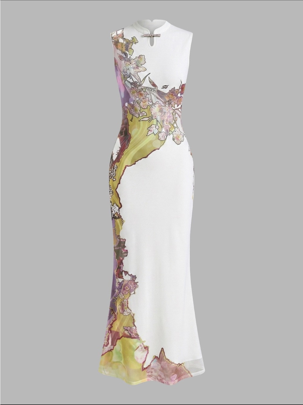 NWT Commense Sleeveless Floral Mesh Maxi Dress